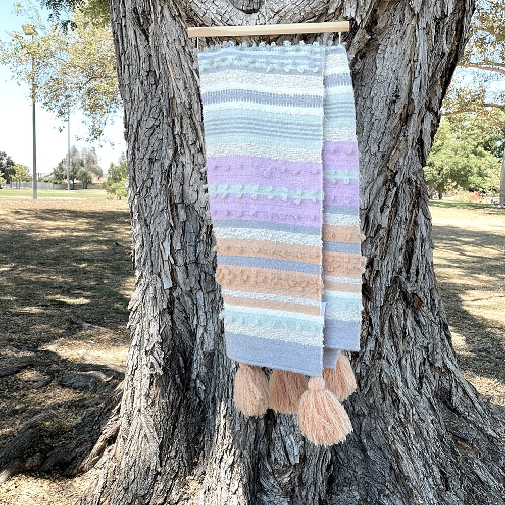 New Luxurious Soft Pastel Oversized Summer Throw Pink Mint Sherbet Orange Tassel